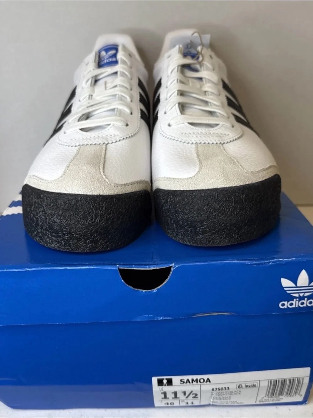 Adidas Samoa White Black Leather Sneakers 11.5 men’s NEW